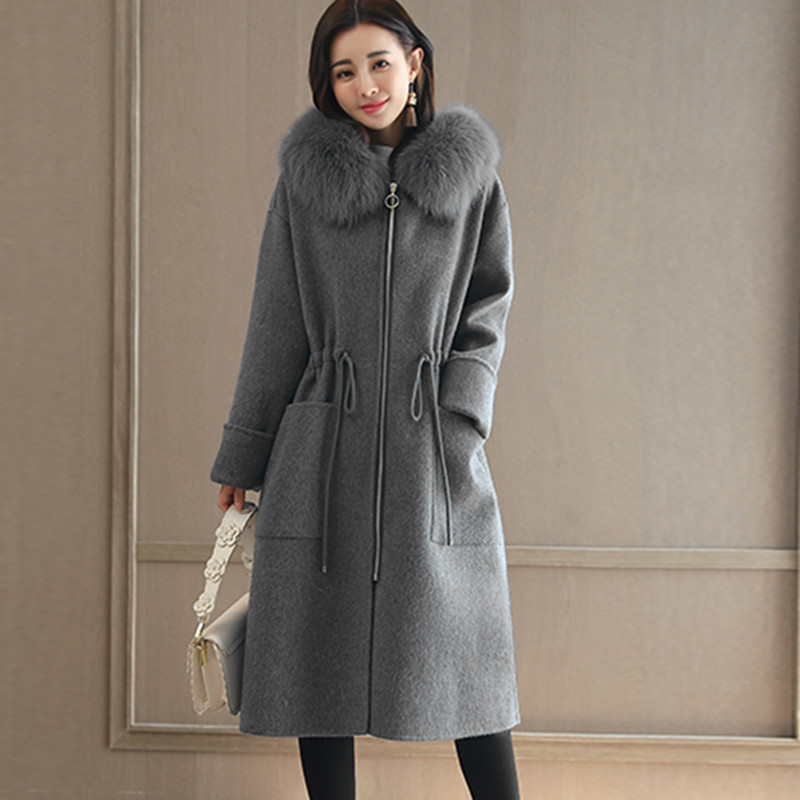 Women's Clothing new products women's woolen coat thick version independent station wholesale hot sale women's fur collar coat thick woolen material_voghion.com