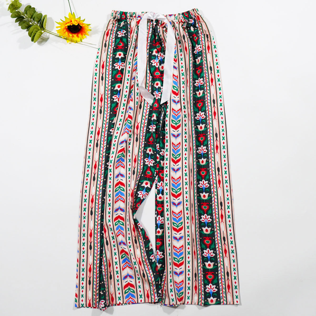 Pantalones de pijama de verano Source 45 de algodón y seda, pantalones anchos de nueve puntos para mujer, finos, talla grande, pantalones holgados para aire acondicionado, pantalones de playa