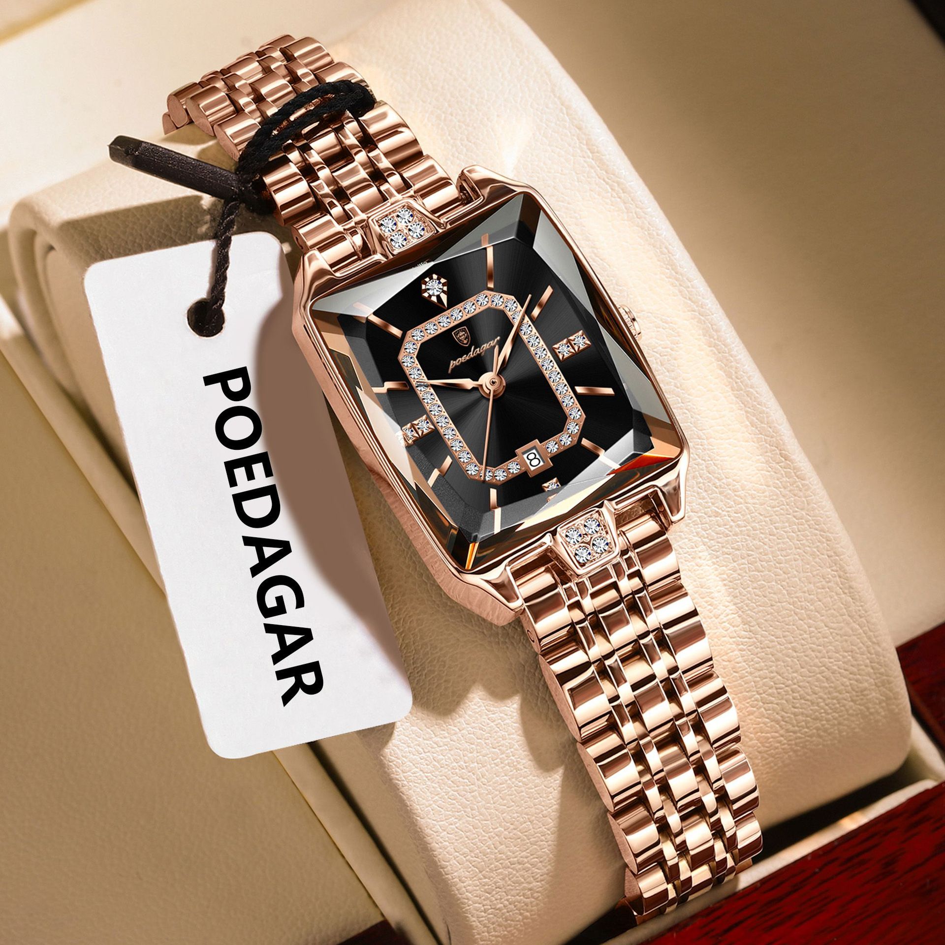 785 rose gold black-faced steel belt style