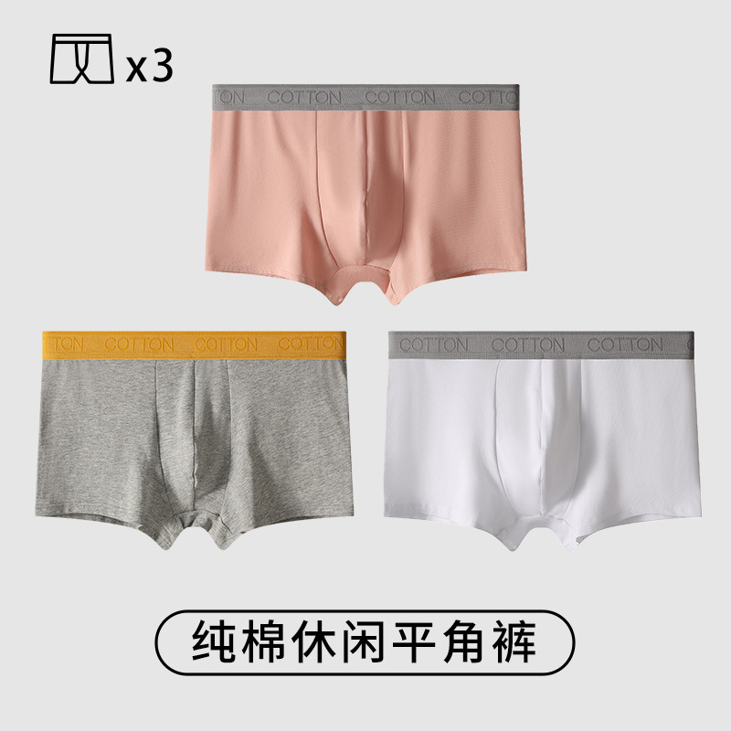 Pantalones interiores de algodón masculino 100% algodón antibacteriano de alta calidad pantalones cortos deportivos de ángulo plano de cuatro ángulos de algodón masculino