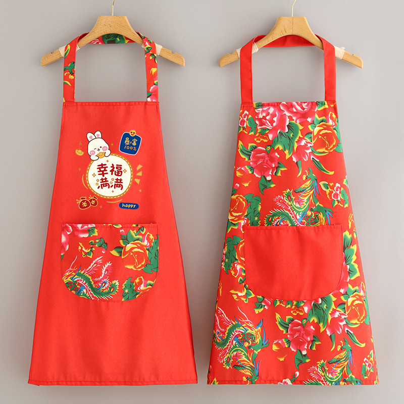 Delantal de estilo étnico de lona de moda, cocina casera, transpirable y antiincrustante, cocina, cintura resistente a la suciedad, ropa de trabajo de granja femenina