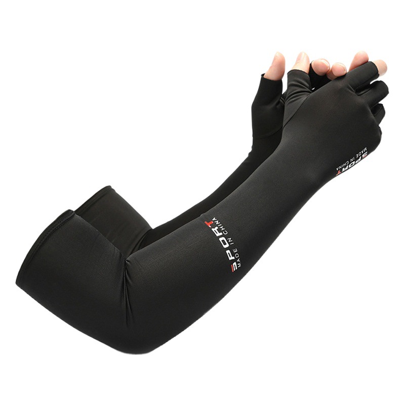 Protección solar manga de hielo para hombres y mujeres verano al aire libre guantes antideslizantes medio dedo protección UV manga de seda de hielo delgada alargada