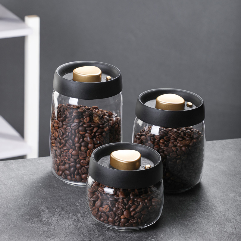 Coffee Canned Moisture-Proof Storage Jar Storage Jar Kitchen Household Transparent Glass Tea Jar Coffee Bean Powder Sealed Jar