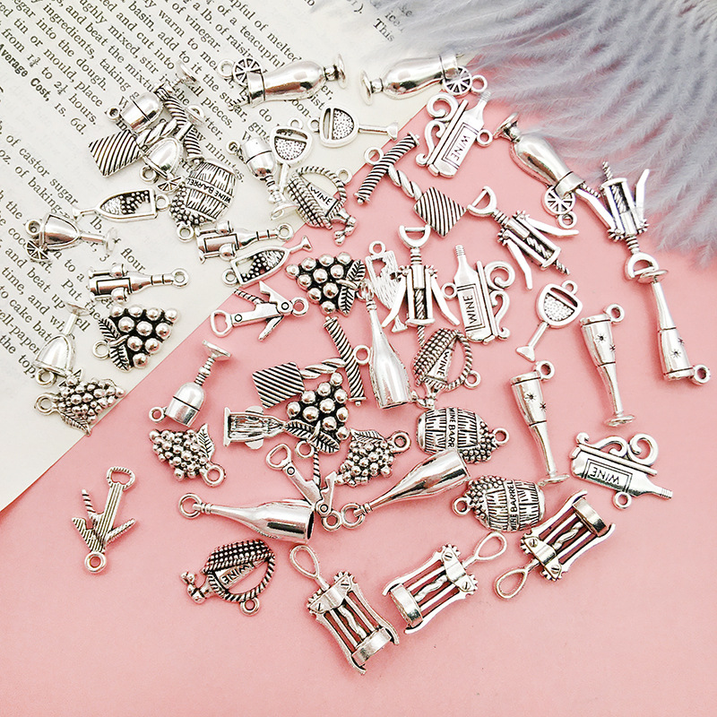 1g Weight Pendant Jewelry Making Type DIY Jewelry Accessories Classification 1 Piece Quantity Alloy Material Grape, Wine Glass Pattern Plating Design Simple Style Style 1 Piece Alloy Grape Wine Glass Pendant 9
