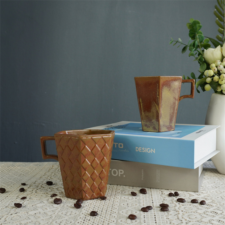 Keramik Vintage Kaffeetasse - Einzigartiger Töpferware Becher_voghion.com