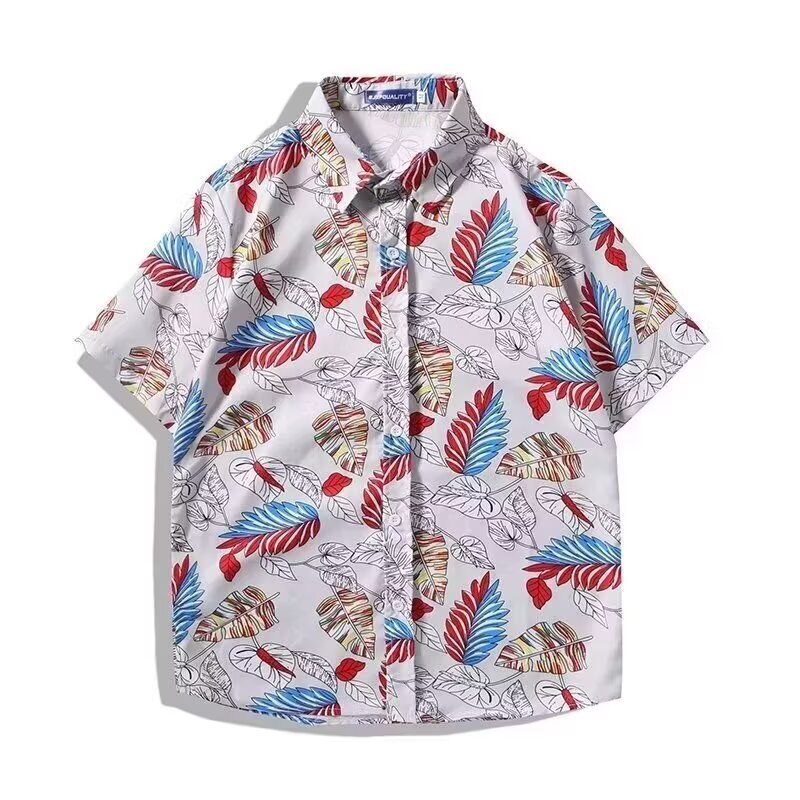 2026 Graffiti Print Shirt American Style Summer Japanese Casual Versatile Fresh Men's Beach Shirt 2026 Graffiti Print Shirt American Style Summer Japanese Casual Versatile Fresh Men's Beach Shirt