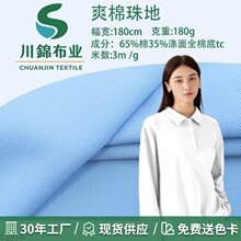 棉涤混纺珠地面料春夏男女 POLO 衫T 恤用布透气亲肤舒适针织布料