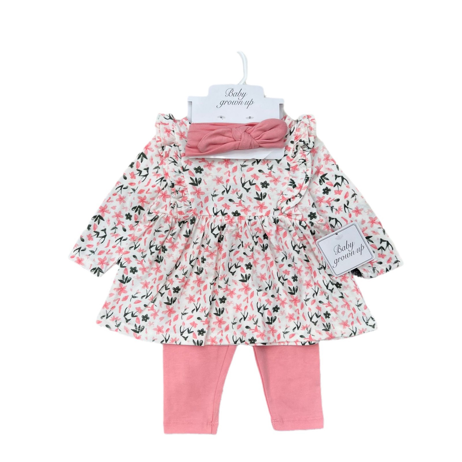 Primavera y otoño niñas falda de flores trituradas tres piezas de algodón puro ropa de muñeca de encaje bebé ropa de raspaje