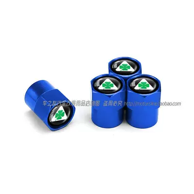 Tire Valve Caps, Modified — valve - triangular-four-leaf-clover-4-blue