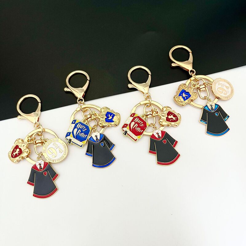 Cartoon Harry Magic Keychain Gryffindor Hogwarts House Logo Badge School Uniform Pendant Chain Gift