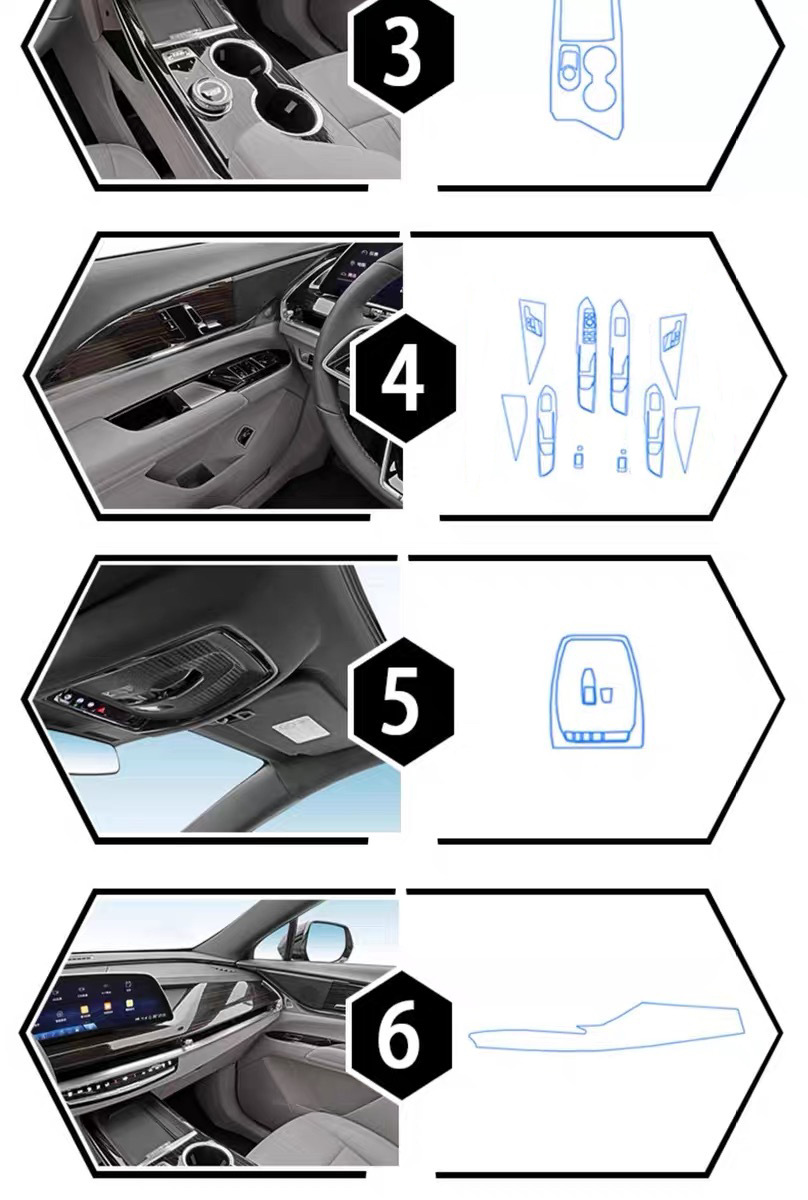 25 types of interior protection screen films, TPU films, and center console stickers for Cadillac XT5, car accessories and modification parts