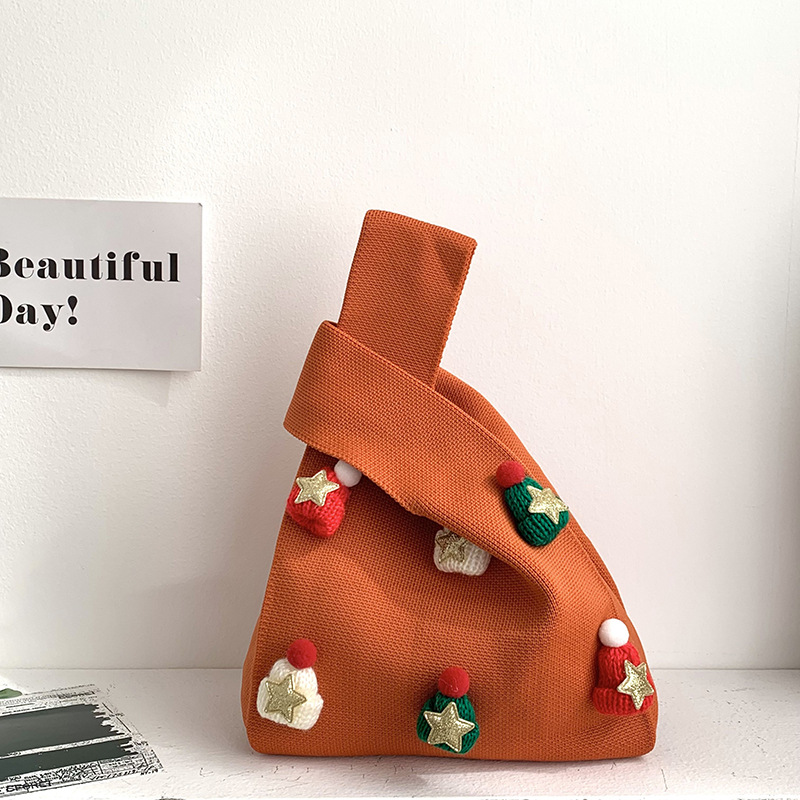 Bolso de mochila para mujeres versátil 2025 nuevo bolso de regalo de navidad sombrero tridimensional bolso de punto bolso de hombro