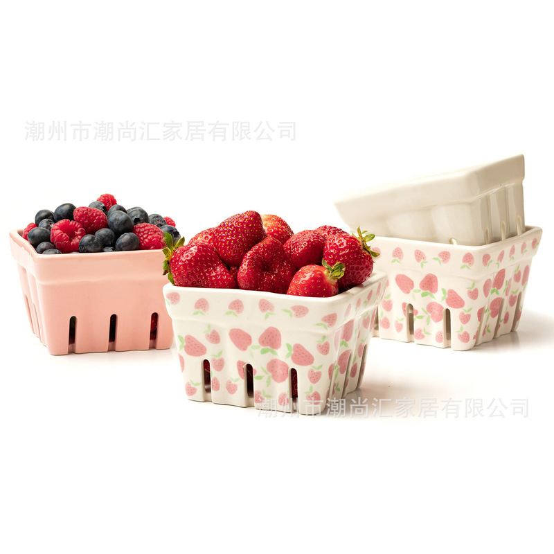 Snack Bowl Nut Bowl Ceramic Fruit Basket Amazon Storage Cans Foreign Trade Drain Bowl Hollow French Fries Bowl Drain Bowl