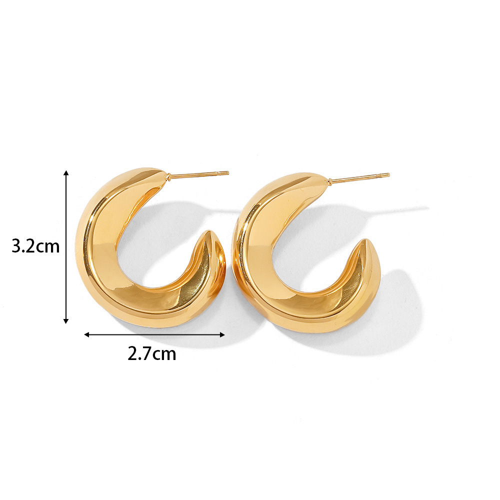 1 Pair Simple Style Classic Style C Shape U Shape The Answer Plating Stainless Steel Earrings display picture 8