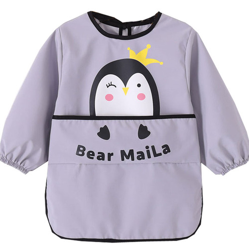 Children's long-sleeved waterproof smock, child's personalized apron, baby's eating clothes, mid-length bib, spring, autumn and winter