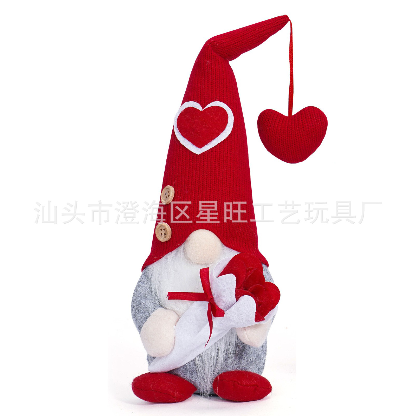 Muñeca sin rostro personalizada del día de San Valentín, cubierta de vino Rudolph luminoso, postura de pie, bolsa de regalo de boda para anciano enano telescópico