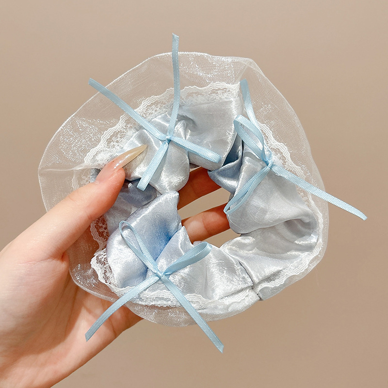 Temperamento bufanda cuadrada intestino lazo para el cabello femenino 2025 nuevo estilo súper grande cola de caballo cabeza cuerda viento perezoso banda de goma cuerda para el cabello tocado