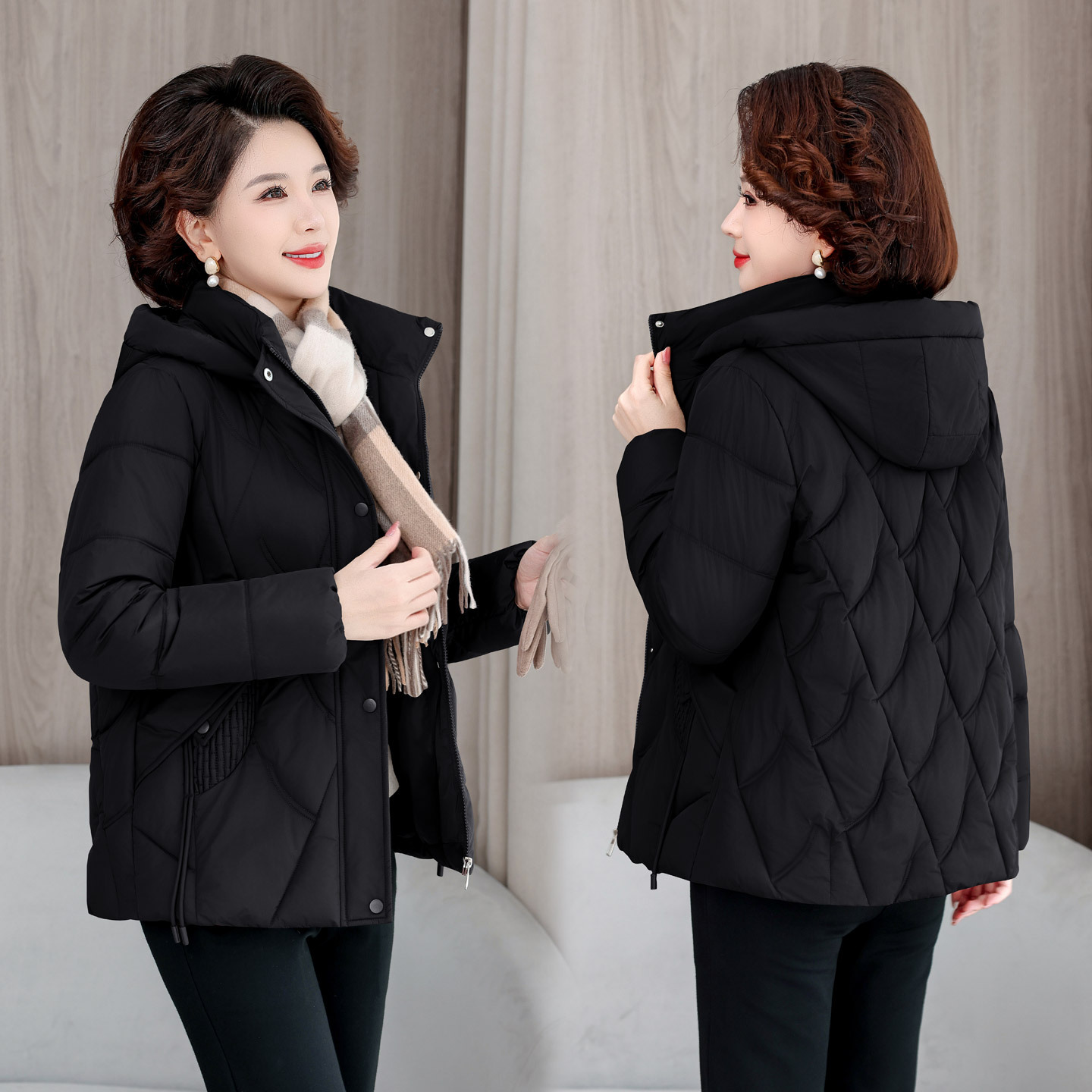 Mamá ropa de algodón de gran tamaño invierno 2025 nuevo algodón coreano chaqueta de algodón suelta chaqueta de algodón gruesa chaqueta con capuz image 6