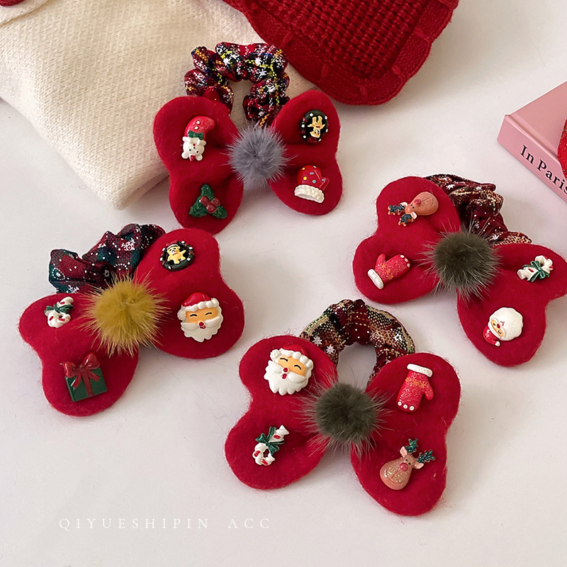 Bolas de pelo de Navidad arco intestino grueso anillo de cabello de alta calidad estilo estilo de diseño de cabello de nicho toque de cabello