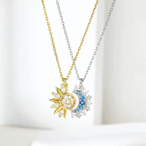 Cross-border Amazon New Moon and Sun Couple Necklace Fashion Joker Collarbone Necklace Jewelry Wholesale