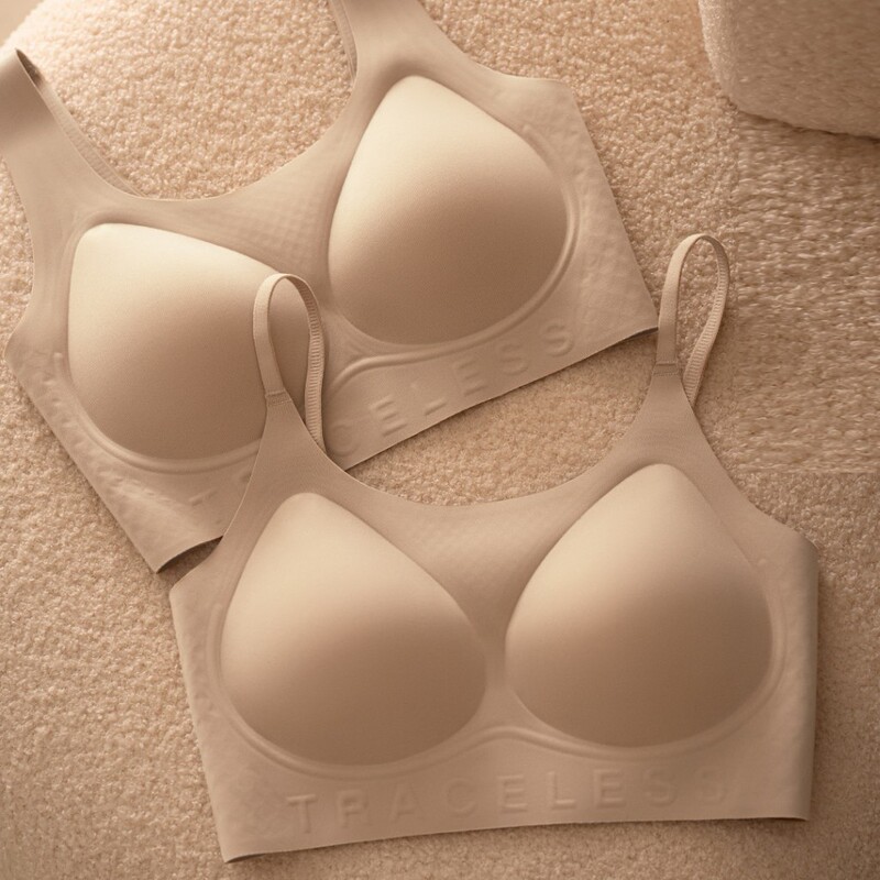 Wide Shoulder Thin Sling Liquid Foundation Seamless Underwear Women's Fashionable Comfortable Breathable Fixed Cup No Steel Rings