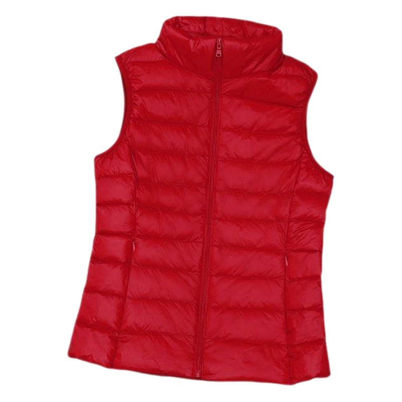 2024 Autumn and Winter Women's Lightweight down Vest Korean Style Stand Collar Short Slim down Vest Waistoutwear Liner Jacket