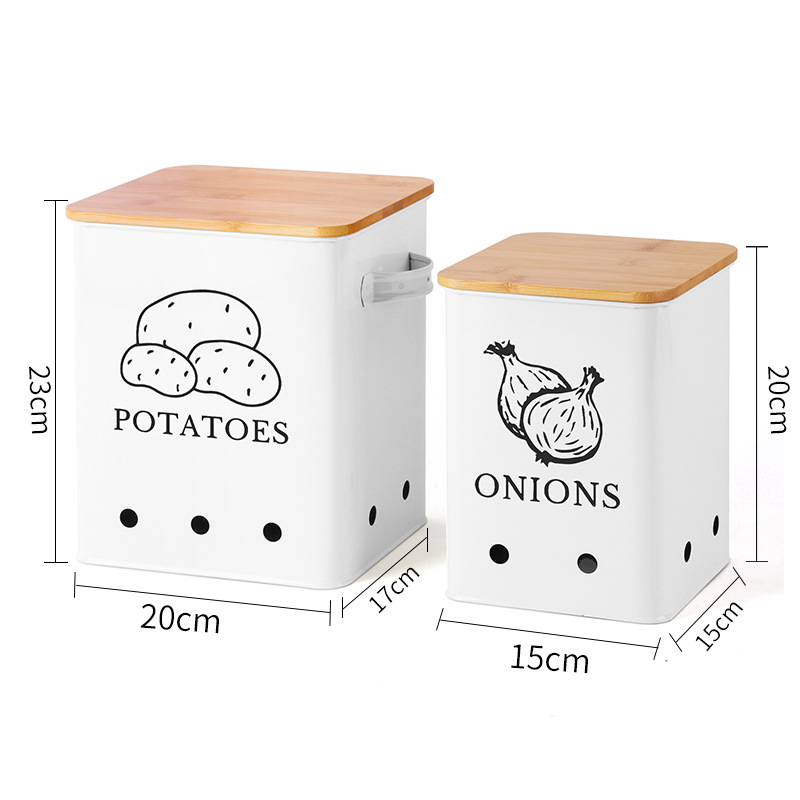Juego de recipientes metálicos para almacenar patatas y cebollas, los más vendidos de Amazon, con tapa de bambú, material grueso, gran capacidad, duradero, calidad de exportación.