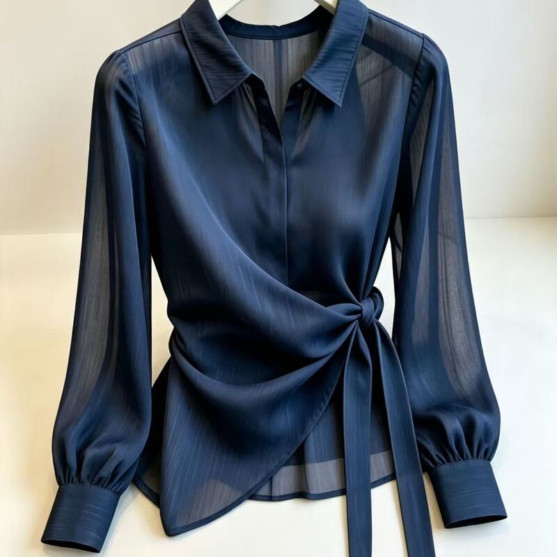 2026 Autumn Design French-style Niche Women's Long-sleeve Shirt with Tie, Slimming and Waist-cinching Top, Unique and Stylish 2026 Autumn Design French-style Niche Women's Long-sleeve Shirt with Tie, Slimming and Waist-cinching Top, Unique and Stylish