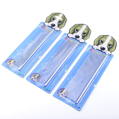 Special pet comb, electroplated stainless steel row comb, dense toothed comb, cat and dog grooming comb, Teddy Golden Retriever supplies