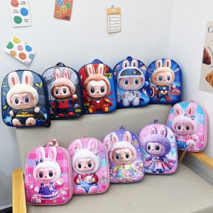 New Kidsren's Backpack Labubu Kindergarten Hard Shell Bag Eva Boys and Girls School Bag Large Capacity Backpack Cross-Border
