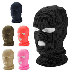 Winter Warm Headband Hat Three Holes Knitted Beanie Windproof and Cold-Resistant Thickened Face Mask Full-Face Hat Amazon 