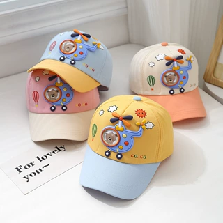 春秋新款皮标飞机儿童鸭舌帽韩版时尚百搭男女童遮阳帽拼色棒球帽