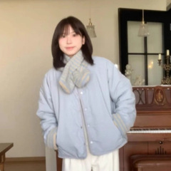 双面穿条纹摇粒绒棉服外套女2025冬季新款加厚保暖小个子棉服上衣