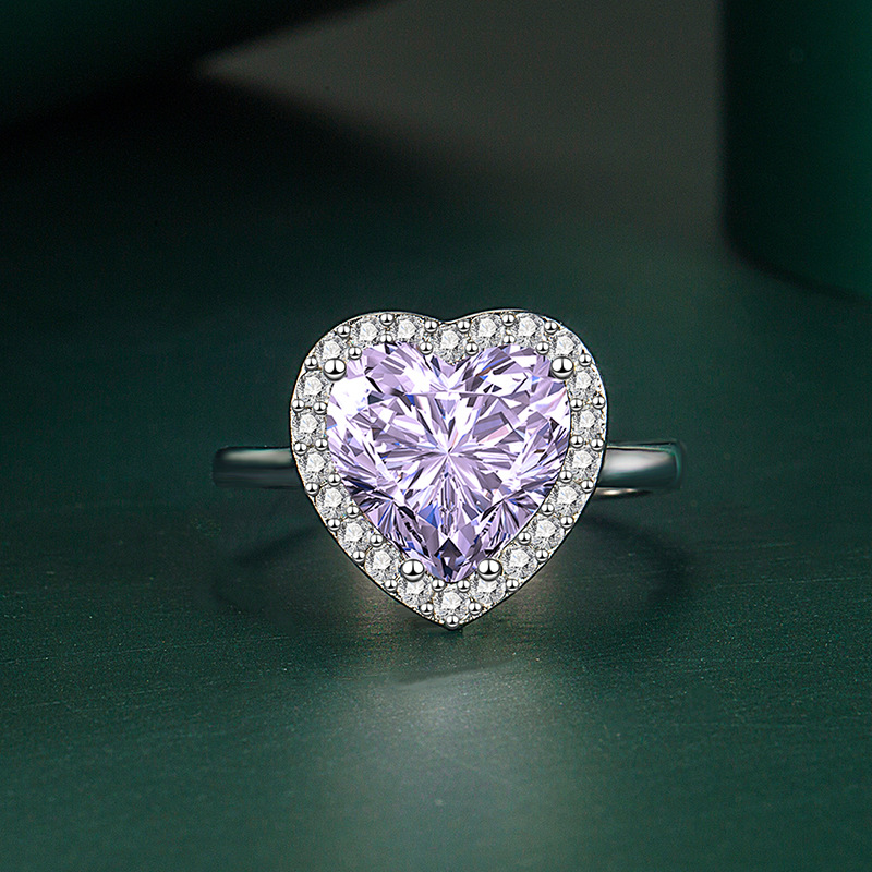 INS Style Heart Shape Copper Plating Zircon Open Ring 1 Piece