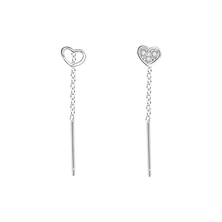 Pendientes de amor asimétricos de plata de ley 925 Pendientes de mujer Pendientes Accesorios calientes de nicho 2024 image 5