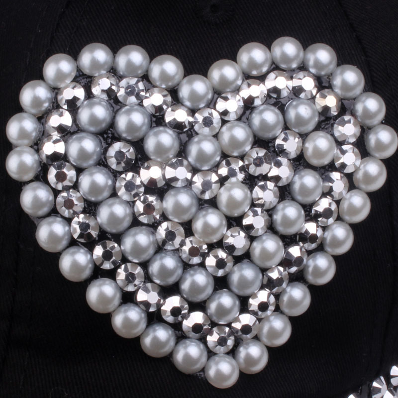 Rhinestone, Pearl Design Fashion Style Women's Fashion Heart Shape Rhinestone Pearl Baseball Cap