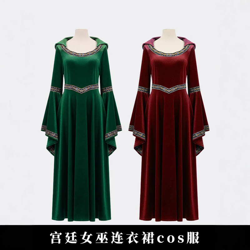 Medieval Halloween Costume Victorian Costume dress Renaissance wine red dress