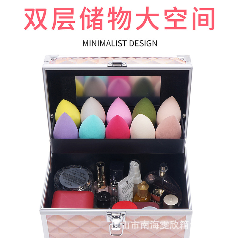 Juego profesional de orejas y masaje de pies KTV caja de herramientas práctica caja de cosméticos con espejo de doble capa abierta única caja de almacenamiento de pestañas de belleza