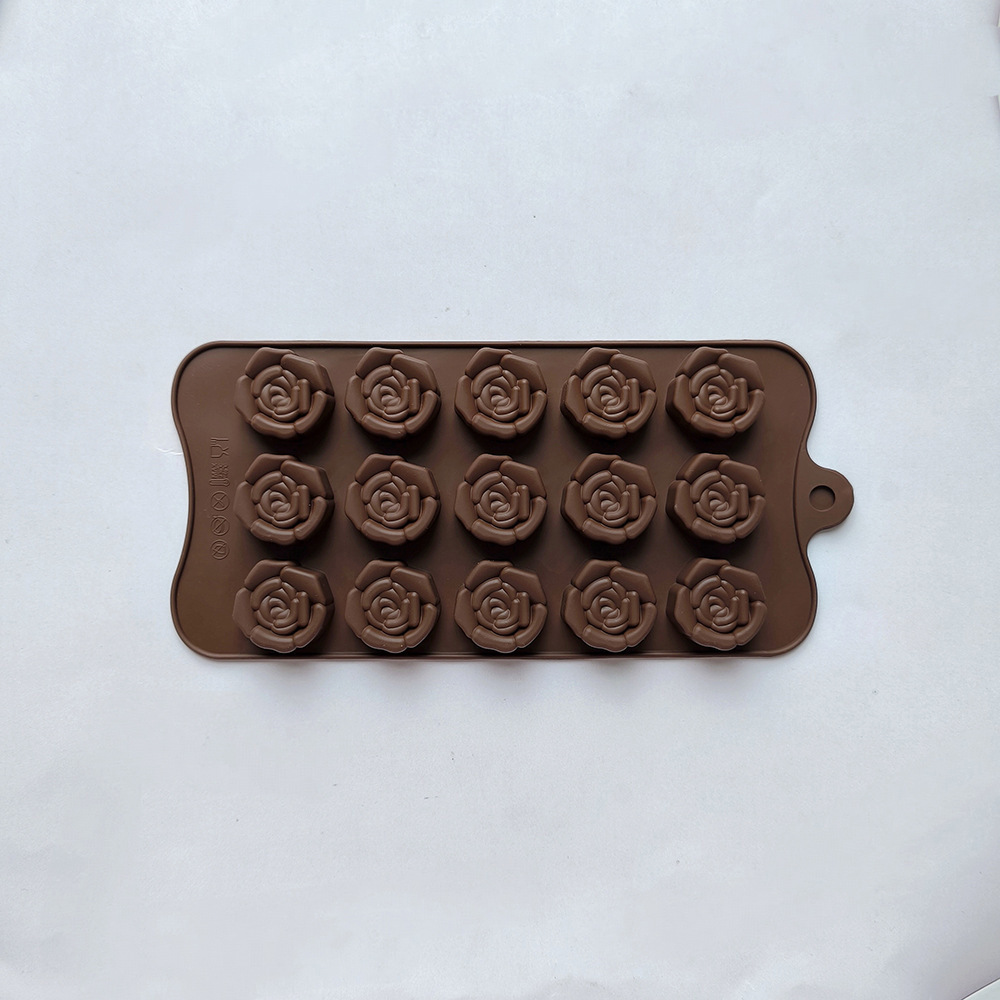 Silicone chocolate matriz de hielo 15 incluso estereoscópico rosas de chocolate 679 molde de pudín de galletas molde de dulces DIY
