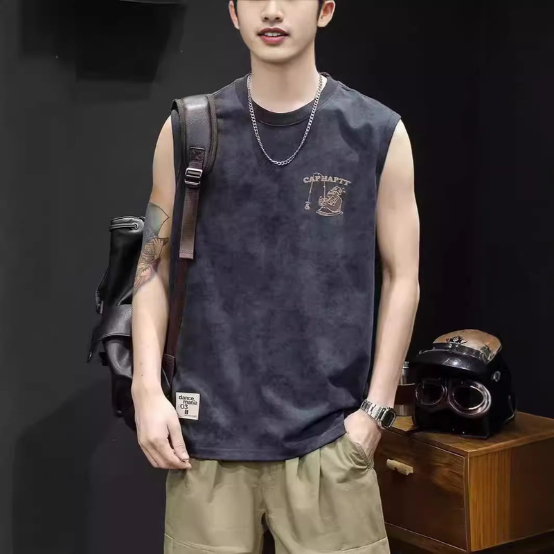 Quick-drying T-shirt Vest Men's New Waistcoat Men's Sleeveless Hurdle Sports Men's Fitness Men's plus size Summer Fashion