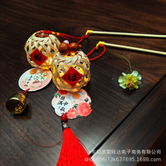 中秋节复古风手编小竹篓竹编小灯笼儿童手提花灯发光福字卡纸铃铛