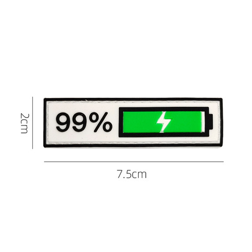 Embroidered 3D Rubber Velcro Patch Battery Display Charging 99% Remaining Battery 1% Personalized PVC Badge