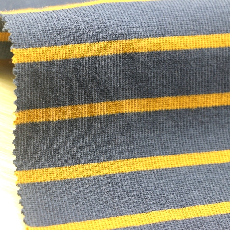 色织大循环彩条螺纹罗纹布棉氨纶弹力调线彩条2x2罗纹布服装面料