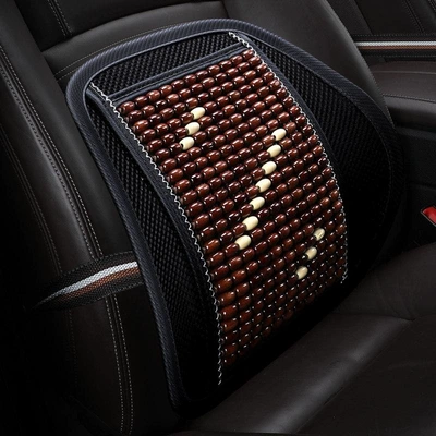 cushion for office seats, Waist support - leather-and-wood-bead-waistrest-cayenne-brown