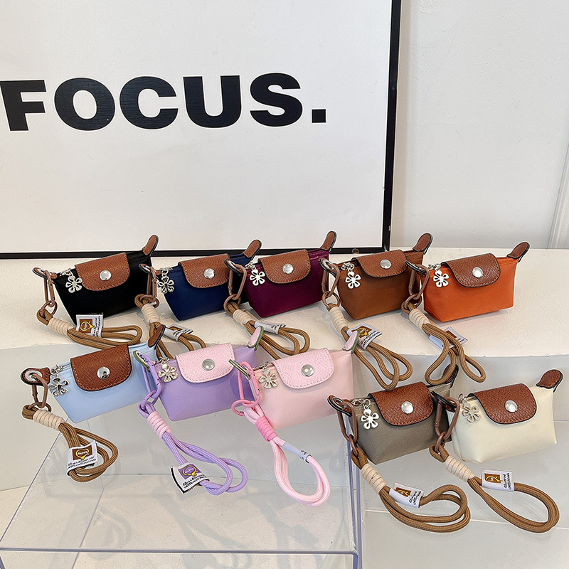 French Ultra-Mini Multi-Color Dumpling Bag Nylon with Leather Coin Purse Earphone Lipstick Storage Bag Cute Small Hanging Bag in Stock