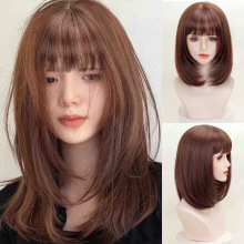 玫瑰网自然短发女士假发内扣短款蜜糖色波波头可爱淑女全头套短发