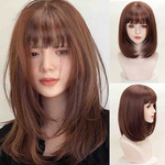 玫瑰网自然短发女士假发内扣短款蜜糖色波波头可爱淑女全头套短发