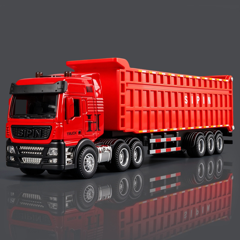 Alloy construction vehicle, children's dump truck, toy truck, simulated oil tanker, inertia-powered transport vehicle
