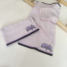 出口日本纯棉精梳棉色织提花皮卡丘蝴蝶结贴布刺绣毛巾面巾擦脸巾