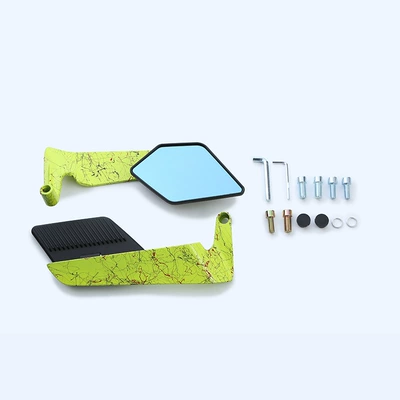 Blade Reflector Modification Parts – Motorcycle rearview mirror - artistic-pattern-black-mirror-case-yellow-blue-mirror
